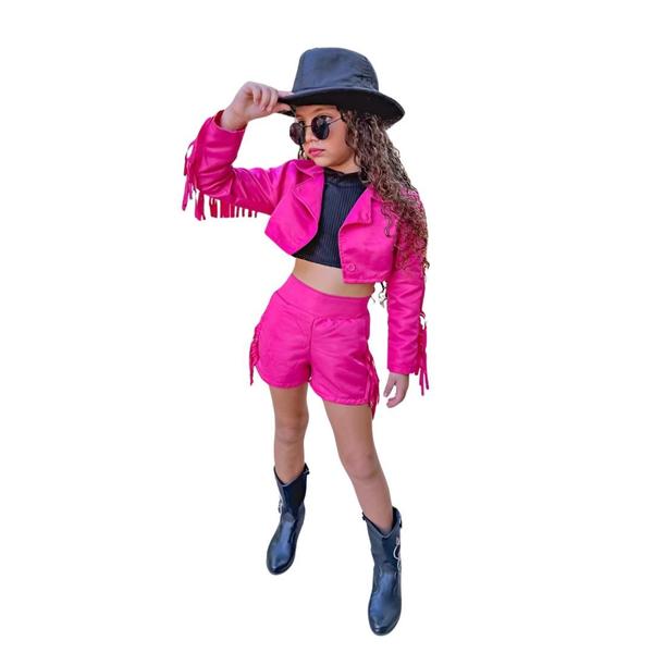 Imagem de Conjunto  Ana Castela Fantasia Menina Boiadeira pink franja