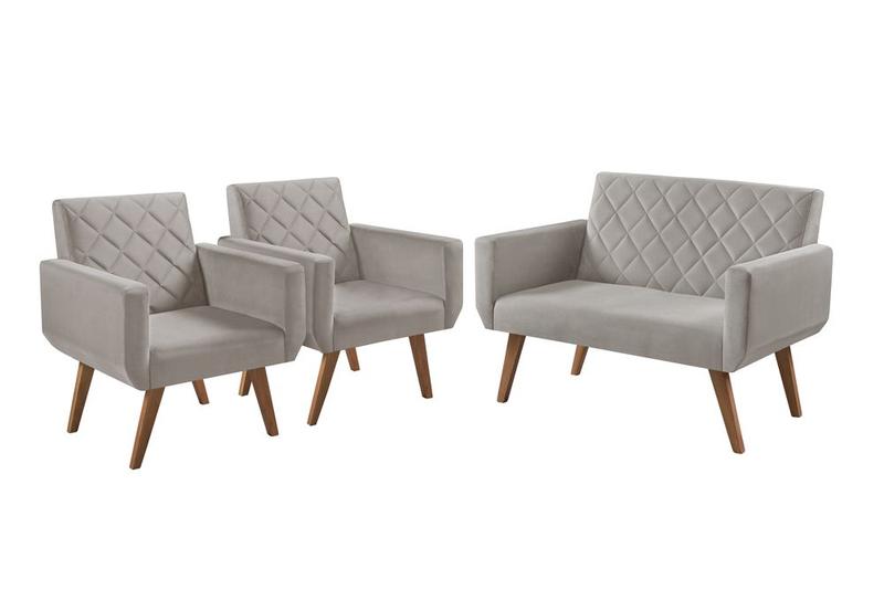 Imagem de Conjunto Anabelle 2 Poltronas de 1 Lugar 1 Poltrona 2 Lugares Braço Unidecor