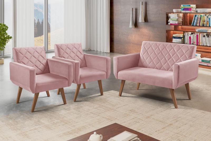 Imagem de Conjunto Anabelle 2 Poltronas de 1 Lugar 1 Poltrona 2 Lugares Braço Unidecor