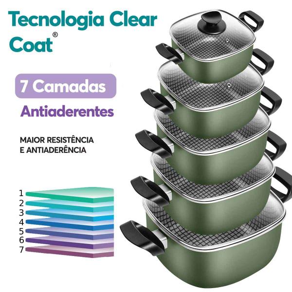 Conjunto Antiaderente Quadrado Panela de Pressão Frigideiras Caneco 9 Peças Patolux Imagem de Conjunto Antiaderente Quadrado Panela de Pressão Frigideiras Caneco 9 Peças Patolux
