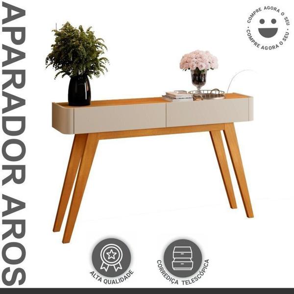 Imagem de Conjunto Aparador 2 Gavetas 133cm Aros e Buffet para Sala de Jantar 2 Portas 92cm Aros Off White/Naturale