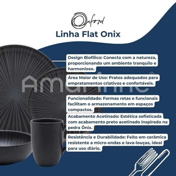 Imagem de Conjunto Aparelho De Jantar Completo 16 Peças Cerâmica Porcelana Oxford Flat Onix Preto