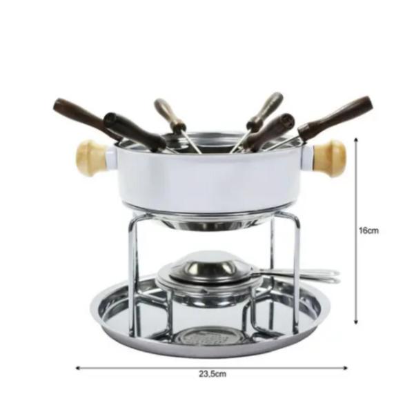 Imagem de Conjunto Aparelho Para Fondue Aço Inox Branco - Ravinox - 7896863805059