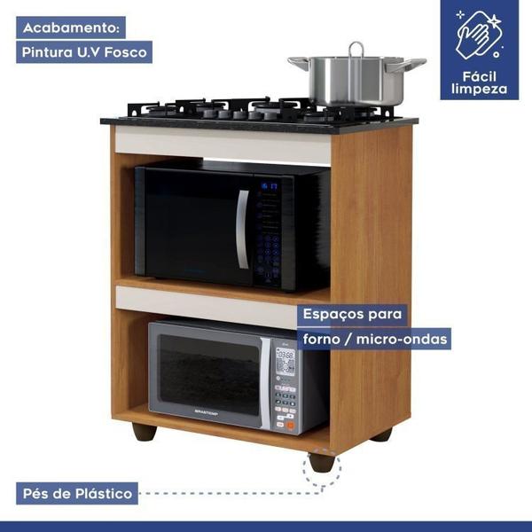 Imagem de Conjunto Armário Aéreo de Cozinha 2 Portas e Balcão para Cooktop 5 Bocas para Forno Nature/Off White