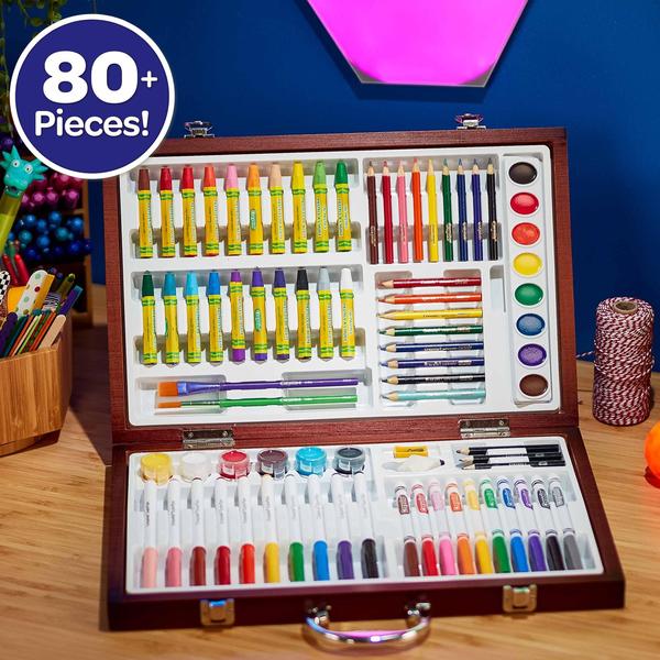 Imagem de Conjunto artístico Crayola Wooden, mais de 80 unidades para crianças a partir de 8 anos com estojo de madeira