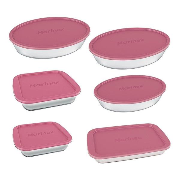 Conjunto Assadeira Marinex 1576 com Tampa Rosa 6 Peças Conjunto Assadeira Marinex 1576 com Tampa Rosa 6 Peças