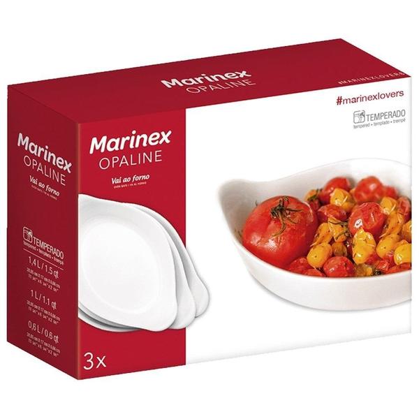 Conjunto Assadeira Marinex Opaline Oval 0,6/1,0/1,4L 3 Peças Conjunto Assadeira Marinex Opaline Oval 0,6/1,0/1,4L 3 Peças