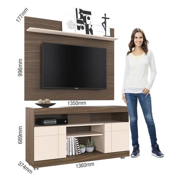 Imagem de Conjunto Bancada Norman com Painel Yates Natura Real/ Off White para TV 55 Polegadas