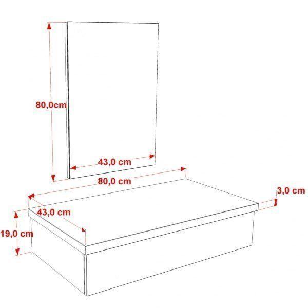 Imagem de Conjunto Bancada para Banheiro 80cm com Cuba RT45 e Espelheira 801w Metrópole Compace