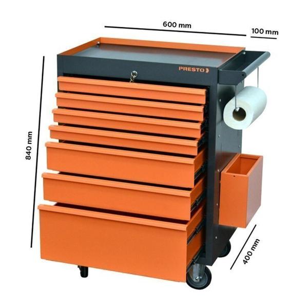 Conjunto Bancada para Ferramentas 110cm Carro de Ferramentas Profissional 7 Gavetas Presto Laranja Imagem de Conjunto Bancada para Ferramentas 110cm Carro de Ferramentas Profissional 7 Gavetas Presto Laranja