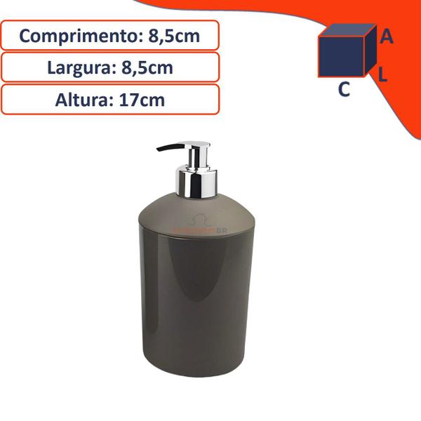 Imagem de Conjunto Banheiro Dispenser Sabonete Líquido Porta Escova De Dente Pia Cinza - 1099.1 Utility