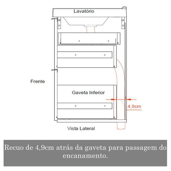 Imagem de Conjunto Banheiro Gabinete 60cm Com Lavatório E Espelho Pietra B06 Branco Brilho - Lyam Decor