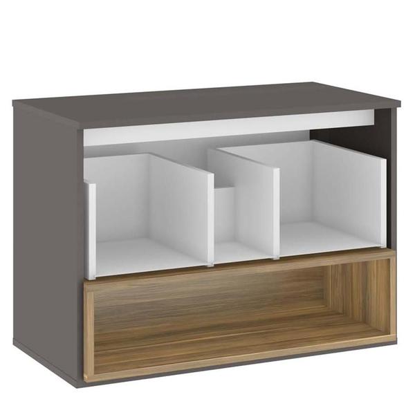 Imagem de Conjunto Banheiro Gabinete Suspenso Com Cuba E Espelho Vicenza B06 Branco Magneto Nogal - Lyam Decor