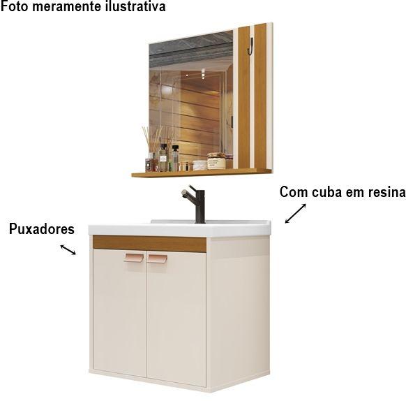 Imagem de Conjunto Banheiro Palas com Cuba cor Off White / Nature - Comprar Móveis em Casa