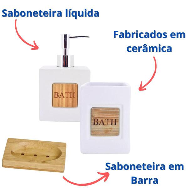 Imagem de Conjunto Banheiro Pia Bancada Lavabo Escova De Dente Saboneteira 3 Peças