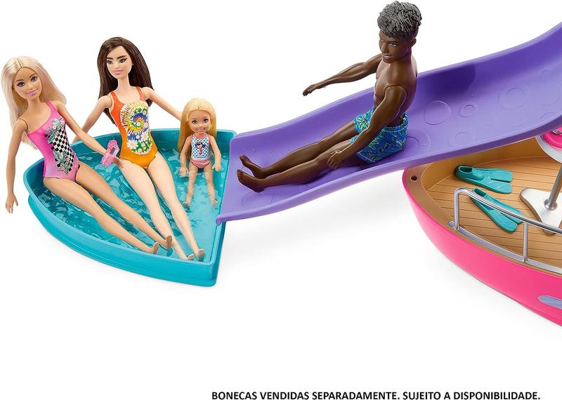 Imagem de Conjunto Barbie Barco Com Piscina E Tobogã - Mattel Hjv37