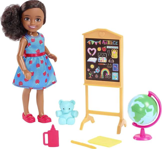 Imagem de Conjunto Barbie Chelsea Professora 6 - Quadro, Globo e Brinquedos - Presente p/ Crianças 3+