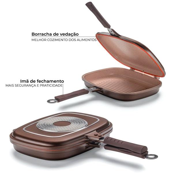 Conjunto Belga Cerâmic-Flon com 3 Peças mais Grill Duplo - MTA Imagem de Conjunto Belga Cerâmic-Flon com 3 Peças mais Grill Duplo