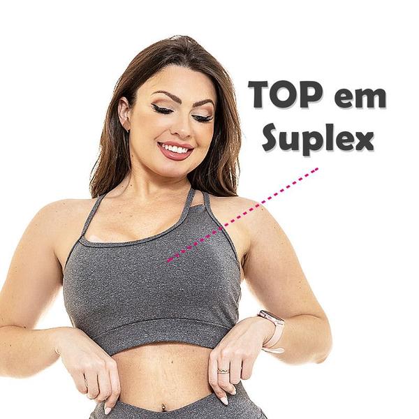 Conjunto Bermuda com Faixa e Top Suplex Fitness Feminino - Sempretemvendas Imagem de Conjunto Bermuda com Faixa e Top Suplex Fitness Feminino