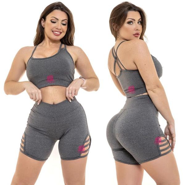 Conjunto Bermuda com Faixa e Top Suplex Fitness Feminino - Sempretemvendas Imagem de Conjunto Bermuda com Faixa e Top Suplex Fitness Feminino