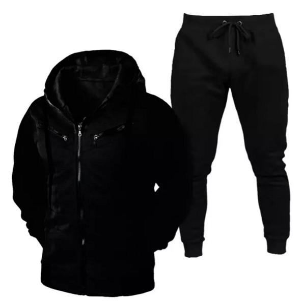 Conjunto Blusa De Frio Jaqueta Moletom De Zíper Slim Casaco Com