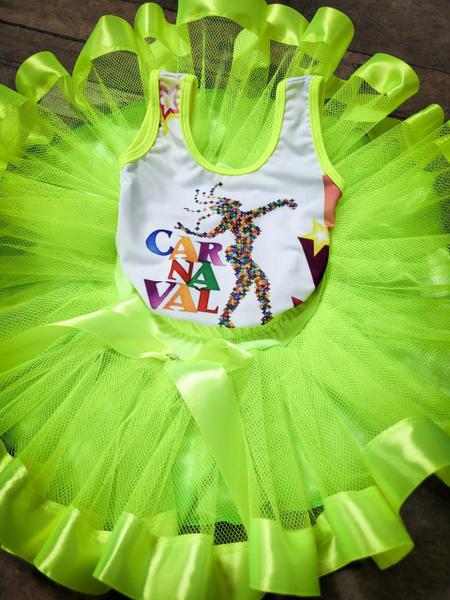 Imagem de Conjunto Body E Saia Fantasia Infantil Festa De Halloween Carnaval Folia Globeleza Cores Neon