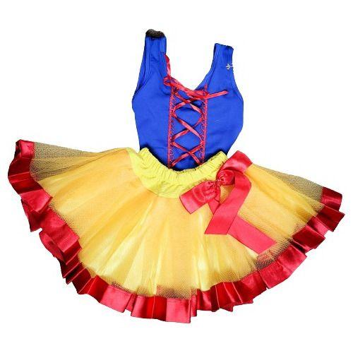 Imagem de Conjunto Body Fantasia Infantil Carnaval Halloween Branca De Neve Com Saia De Tulê