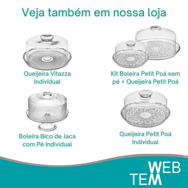 Imagem de Conjunto Boleira com Pé Bico de Jaca Prato 28cm para Bolo e Queijeira de Vidro Vitazza Mesa Posta, Praticidade Sustentável, Organização e Decoração