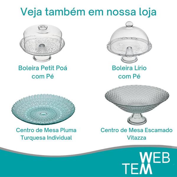 Imagem de Conjunto Boleira sem Pé e Centro de Mesa de Vidro com Pé Pluma Vitazza Prato 32cm para Bolo Festa Decoração Organização Mesa Elegante e Sustentável