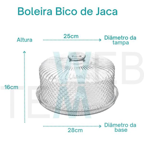 Conjunto Boleira Tampa Bico de Jaca Prato 28cm para Bolo e Queijeira de Vidro Vitazza Mesa Posta, Praticidade Sustentável, Organização e Decoração Imagem de Conjunto Boleira Tampa Bico de Jaca Prato 28cm para Bolo e Queijeira de Vidro Vitazza Mesa Posta, Praticidade Sustentável, Organização e Decoração