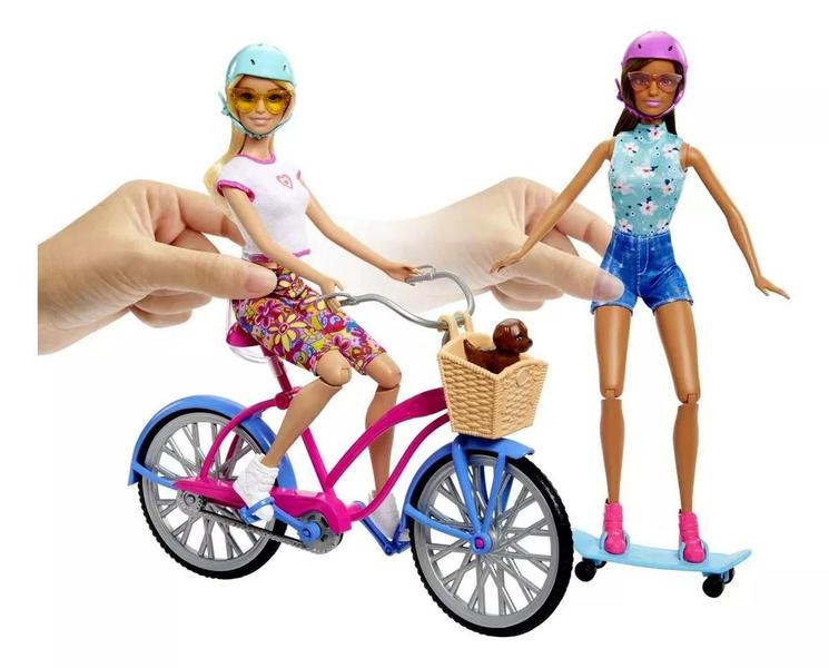 Imagem de Conjunto Boneca Barbie Articulada Esporte Bicicleta Ao Ar Livre - Mattel Brinquedos