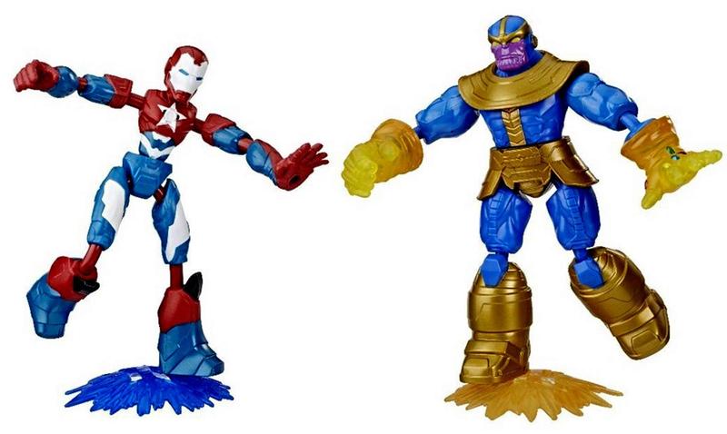 Imagem de Conjunto Bonecos Articulados Flexíveis - Bend And Flex - Os Vingadores Avengers - Marvel - Hasbro : Iron Patriota De Ferro + Thanos