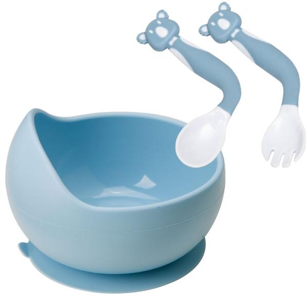 Imagem de Conjunto Bowl Com Ventosa Talheres Flexíveis Coala Azul Buba