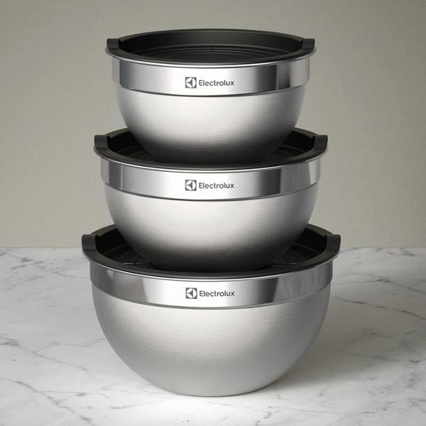 Imagem de Conjunto Bowls Tigelas de Inox com Tampa Plástica Electrolux