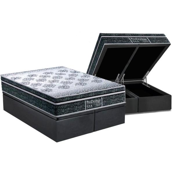 Imagem de Conjunto Box Baú King: Colchão Molas Probel Ensacadas MasterPocket ProDormir Springs Black + Base CRC Suede Gray(193x203)