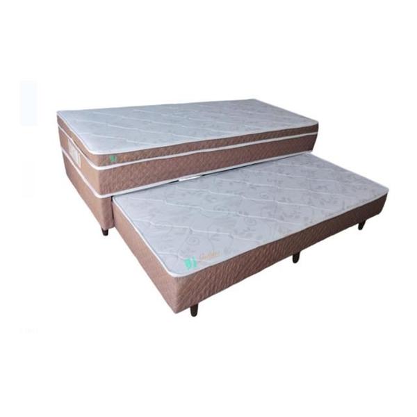 Imagem de Conjunto Box Conjugado Solteiro com Cama Auxiliar Molas Ensacadas Milão Umaflex 88x188x62cm - Bicama Otimiza Espaço com acomodação para 2 pessoas