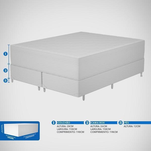 Imagem de Conjunto Box Queen Mola Ensacada Prodormir Palace Diamante (158x198x54cm) Branco