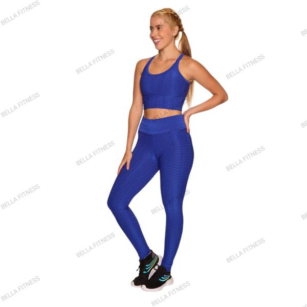 Conjunto Brocado Legging e Top trançado Academia - bella fitness Imagem de Conjunto Brocado Legging e Top trançado Academia