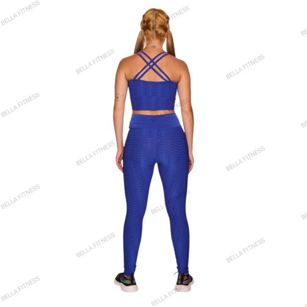 Conjunto Brocado Legging e Top trançado Academia - bella fitness Imagem de Conjunto Brocado Legging e Top trançado Academia