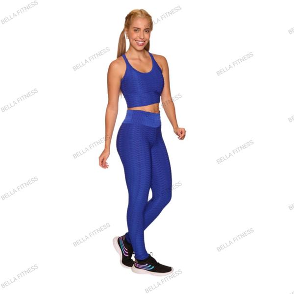 Conjunto Brocado Legging e Top trançado Academia - bella fitness Imagem de Conjunto Brocado Legging e Top trançado Academia