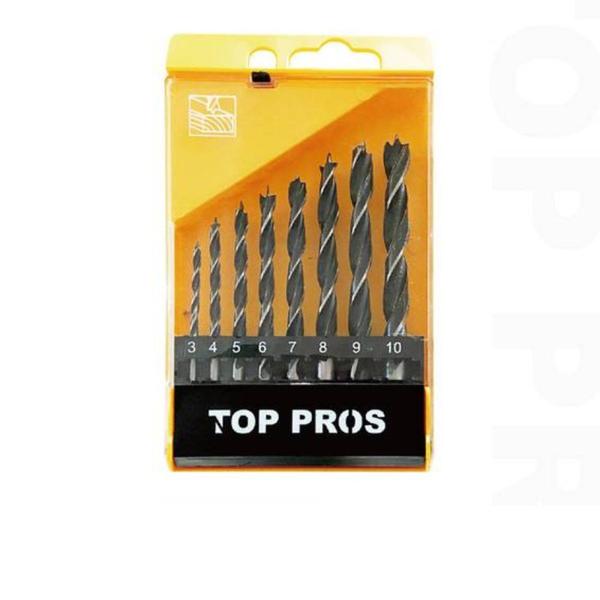 Imagem de Conjunto Brocas Madeira 8 Peças  3 a 10mm  - 8 Tamanhos Essenciais Perfuração Precisa