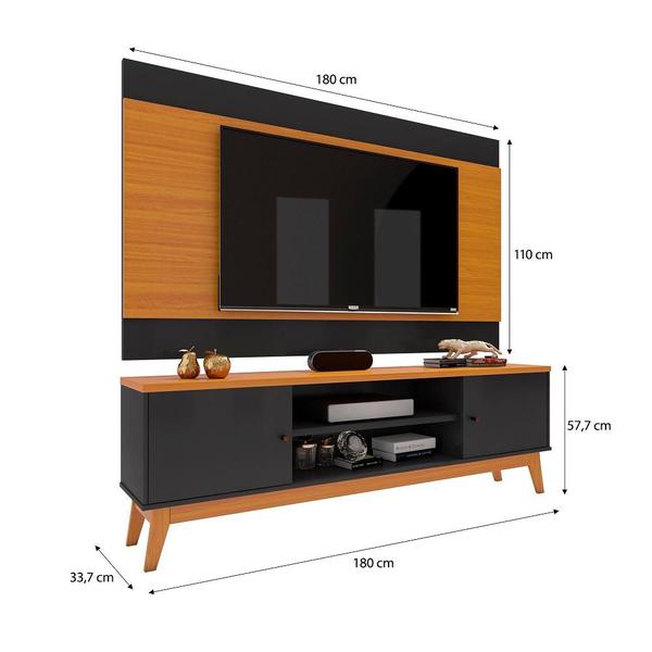 Imagem de Conjunto Buffet 3 Portas Ripado e Rack com Painel 180cm