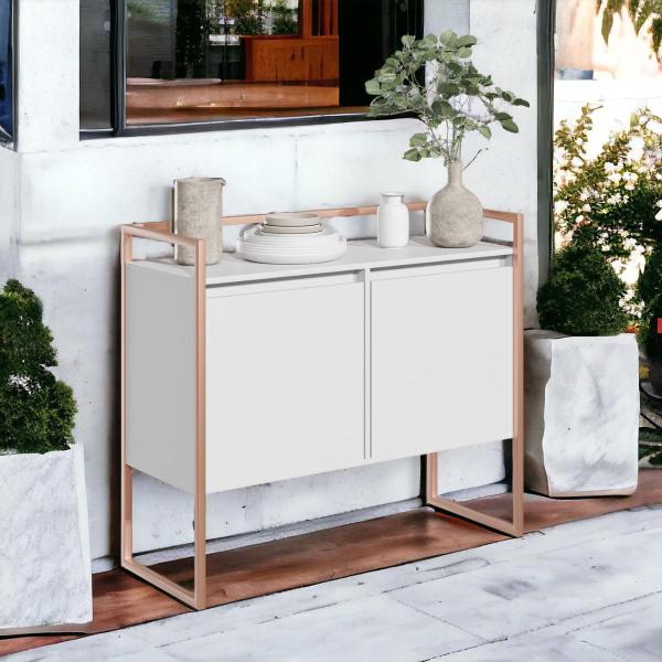 Imagem de Conjunto Buffet Aparador Industrial 2 Portas Branco Cobre