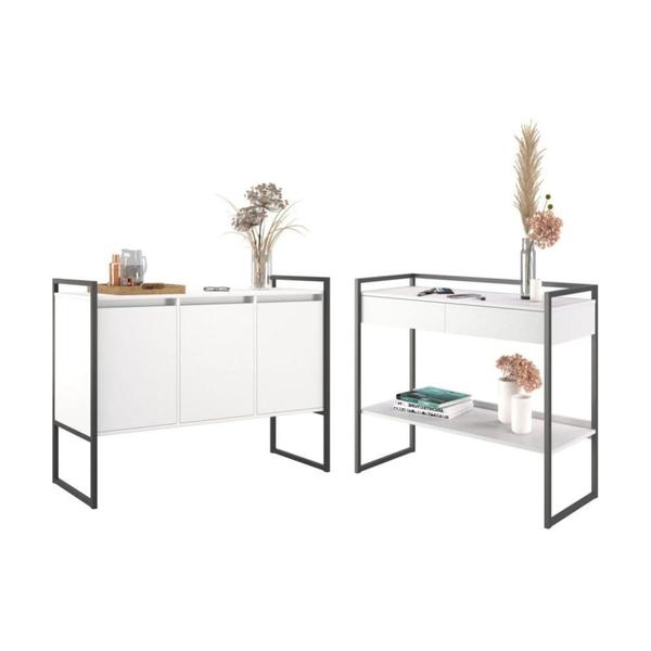 Conjunto Buffet E Aparador Industrial - Casa H Imagem de Conjunto Buffet E Aparador Industrial