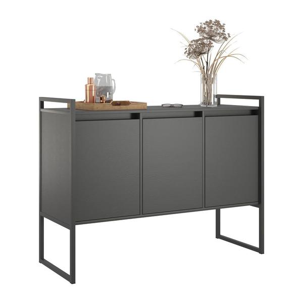 Imagem de Conjunto Buffet e Gaveteiro Industrial Paris Preto Onix