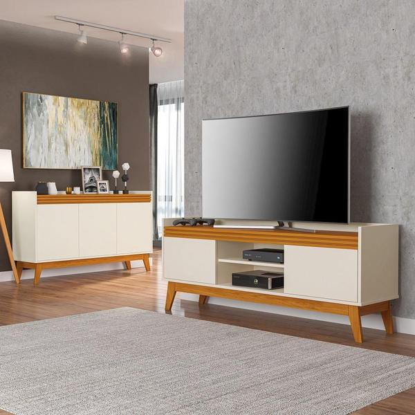 Imagem de Conjunto Buffet e Rack Para Tv 50 Polegadas Ripado 136cm