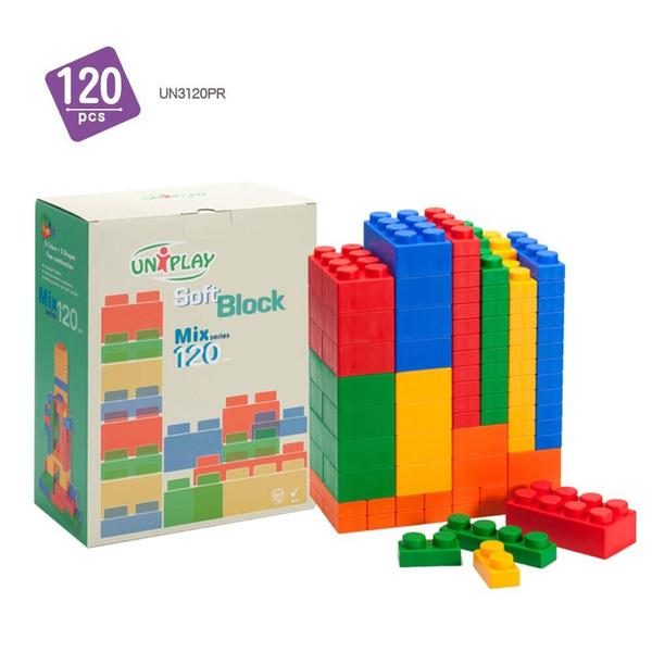 Imagem de Conjunto Building Blocks UniPlay Mix Soft de 120 peças para mais de 3 meses