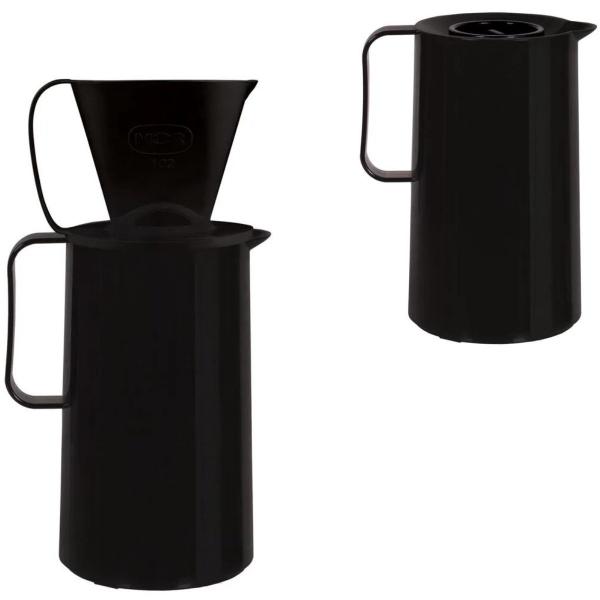 Imagem de Conjunto Bule Haus Garrafa Térmica Coador Preto Café Chá Mor