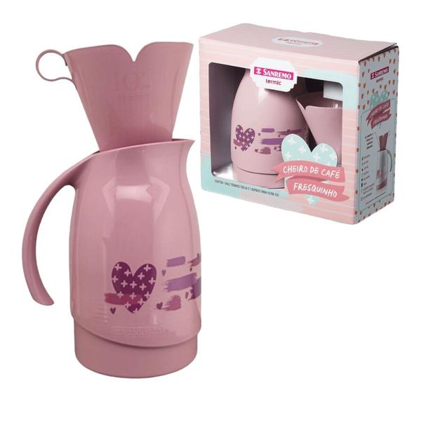 Imagem de Conjunto Bule Termico 700mL com Suporte para Filtro de Cafe tamanho 102 Sanremo SR1011-60 Rosa