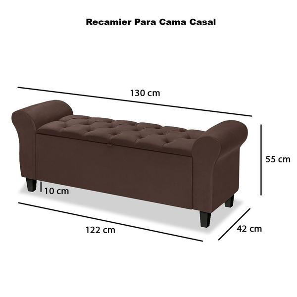 Imagem de Conjunto Cabeceira Box Com Recamier Divã Estofado Capitonê Para Cama Casal 1.40 cm Dubai Várias Cores  LH Moveis